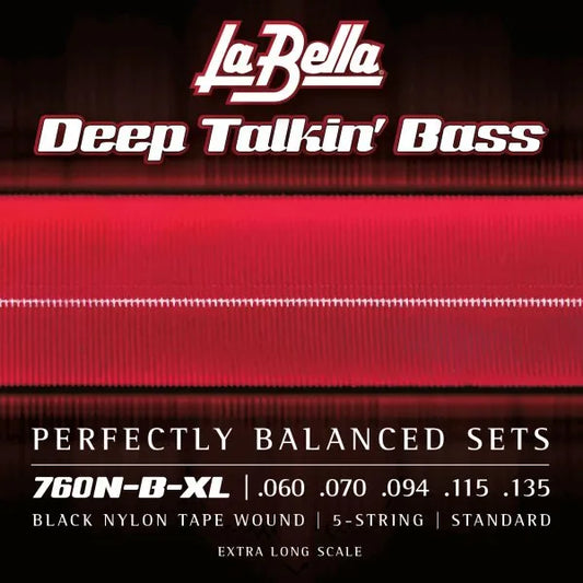 Black Nylon Tape Wound - Extra Long Scale - 5 string