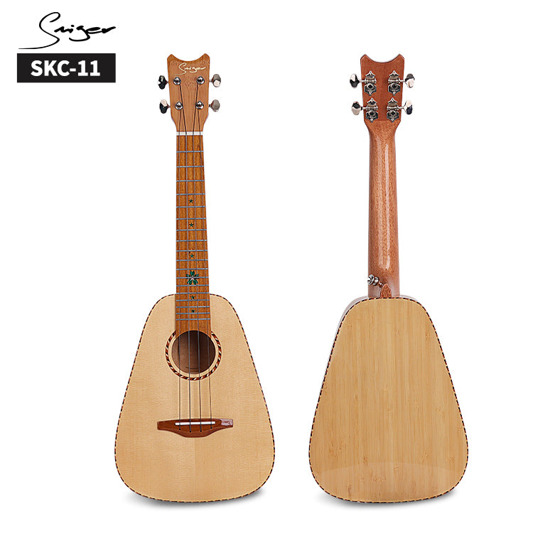 "Pære-ukulele" av bambus