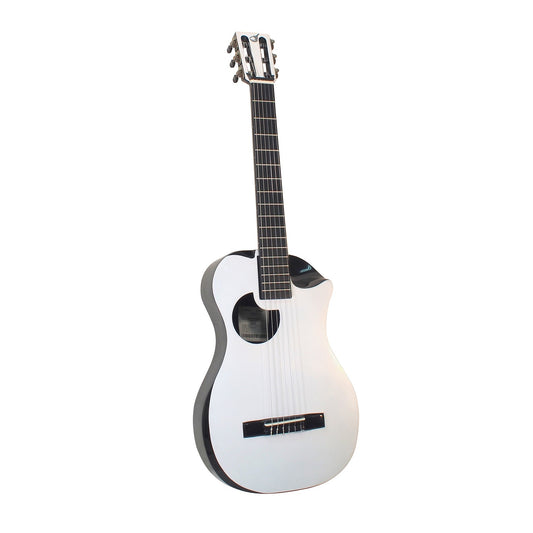 Gloss White Top Carbon Fiber Crossover Classical Travel Guitar