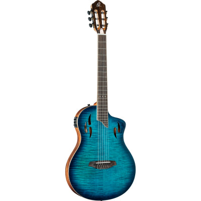 Klassisk gitar med mik, Thin body, Slim neck, Gloss Blue Finish