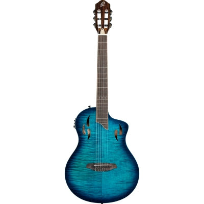 Klassisk gitar med mik, Thin body, Slim neck, Gloss Blue Finish