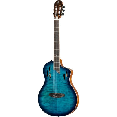 Klassisk gitar med mik, Thin body, Slim neck, Gloss Blue Finish