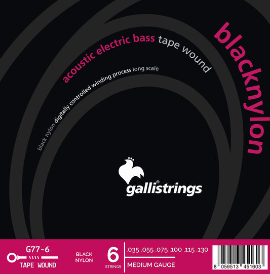 Black Nylon Tape Wound - 6 Strings